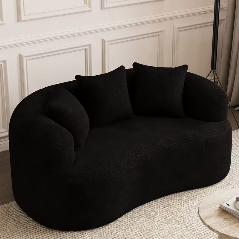 Cloud Sofa | Curved Boneless Chenille Boucle Sectional with Pillows