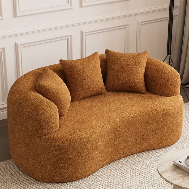 Cloud Sofa | Curved Boneless Chenille Boucle Sectional with Pillows