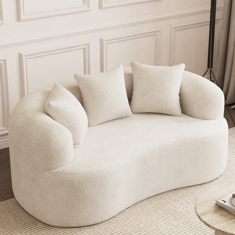 Cloud Sofa | Curved Boneless Chenille Boucle Sectional with Pillows