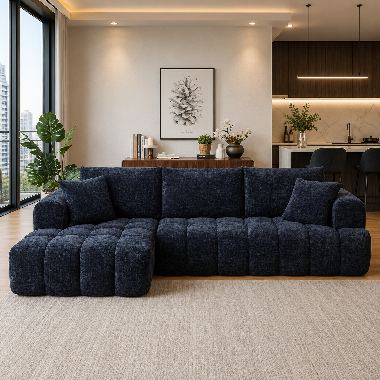 Cloud Sofa | 108" Marshmallow Modular L-Shape Chenille Sectional with Deep Seat