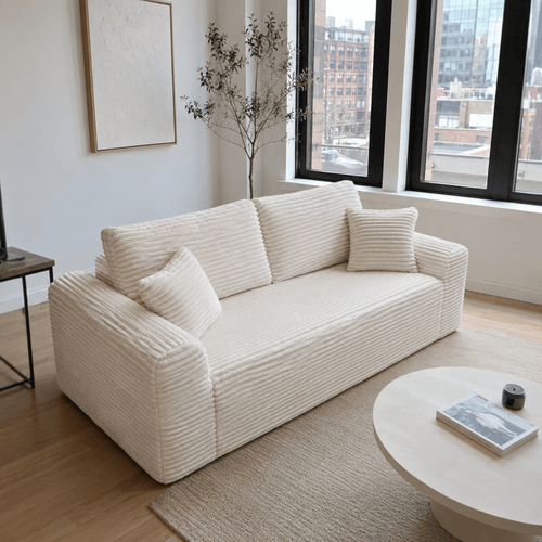 Cloud Sofa | 86" Corduroy Boneless 3-Seater with Deep Seat & 2 Pillows - Boneless Sectional Sofa | Boneless Labs