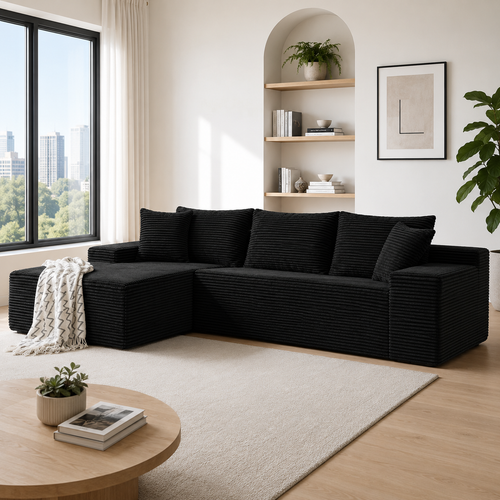 Cloud Sofa | 105" Reversible L-Shape Corduroy Sectional with Chaise