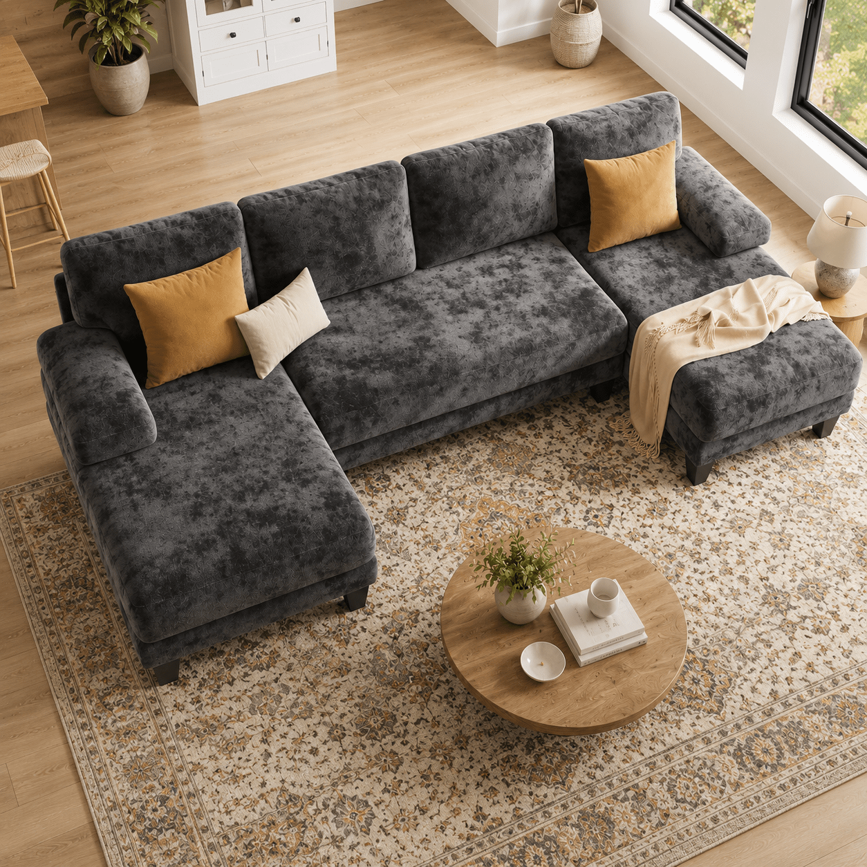 Cloud Sofa | 112" U-Shape Chenille Sectional with Double Chaise - Boneless Sectional Sofa | Boneless Labs