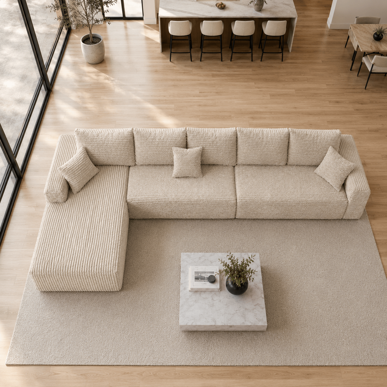 Mega Sofa | 165" Oversized Modular Boneless Cloud Couch with Detachable Chaise - Boneless Sectional Sofa | Boneless Labs