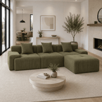 Flex Sofa | 118" Modular L-Shape Boneless Corduroy Sectional with Ottoman - Boneless Sectional Sofa | Boneless Labs