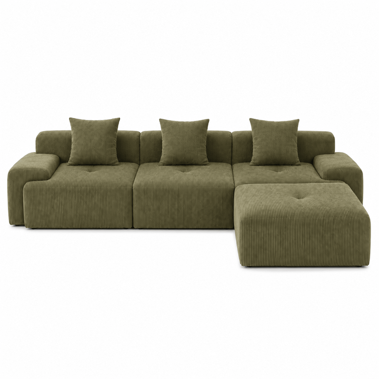 Flex Sofa | 118" Modular L-Shape Boneless Corduroy Sectional with Ottoman - Boneless Sectional Sofa | Boneless Labs