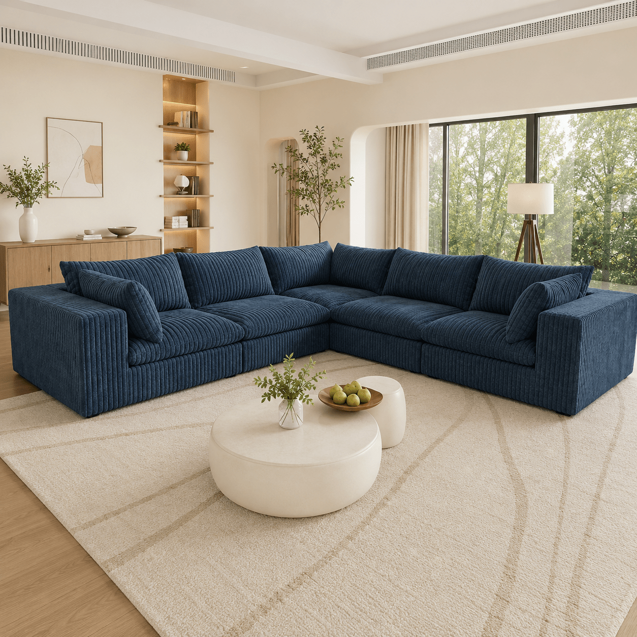 Mega Sofa | 118" Corner V-Shape Boneless Corduroy Sectional - Boneless Sectional Sofa | Boneless Labs