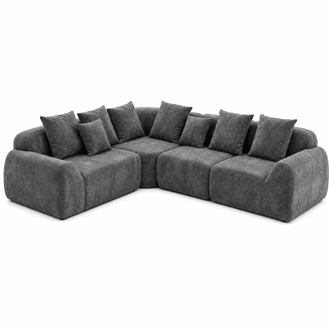 Flex Sofa | 118" Curved Velvet Boneless Sectional with L-Shape Chaise - Boneless Sectional Sofa | Boneless Labs