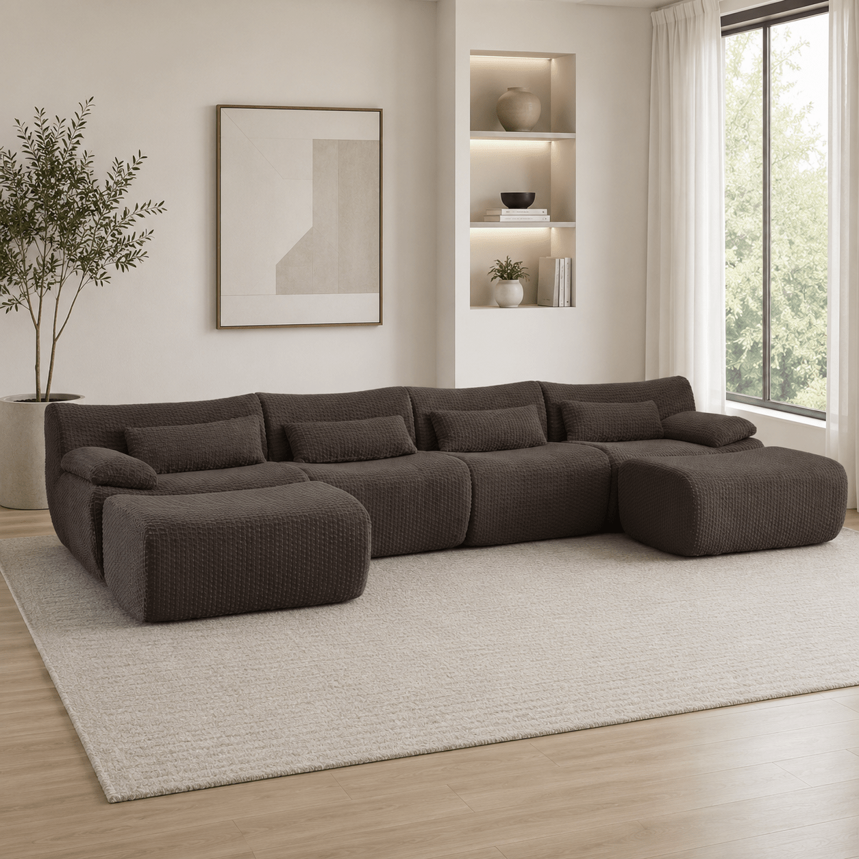 Flex Sofa | Convertible U-Shape Boneless Corduroy Sectional with Ottoman - Boneless Sectional Sofa | Boneless Labs