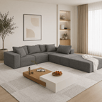 Mega Sofa | 132" Modular L-Shape Chenille Sectional with 6 Pillows - Boneless Sectional Sofa | Boneless Labs