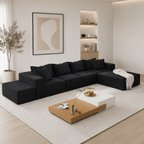 Mega Sofa | 132" Modular L-Shape Chenille Sectional with 6 Pillows - Boneless Sectional Sofa | Boneless Labs