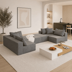 Mega Sofa | 132" Modular L-Shape Chenille Sectional with 6 Pillows - Boneless Sectional Sofa | Boneless Labs