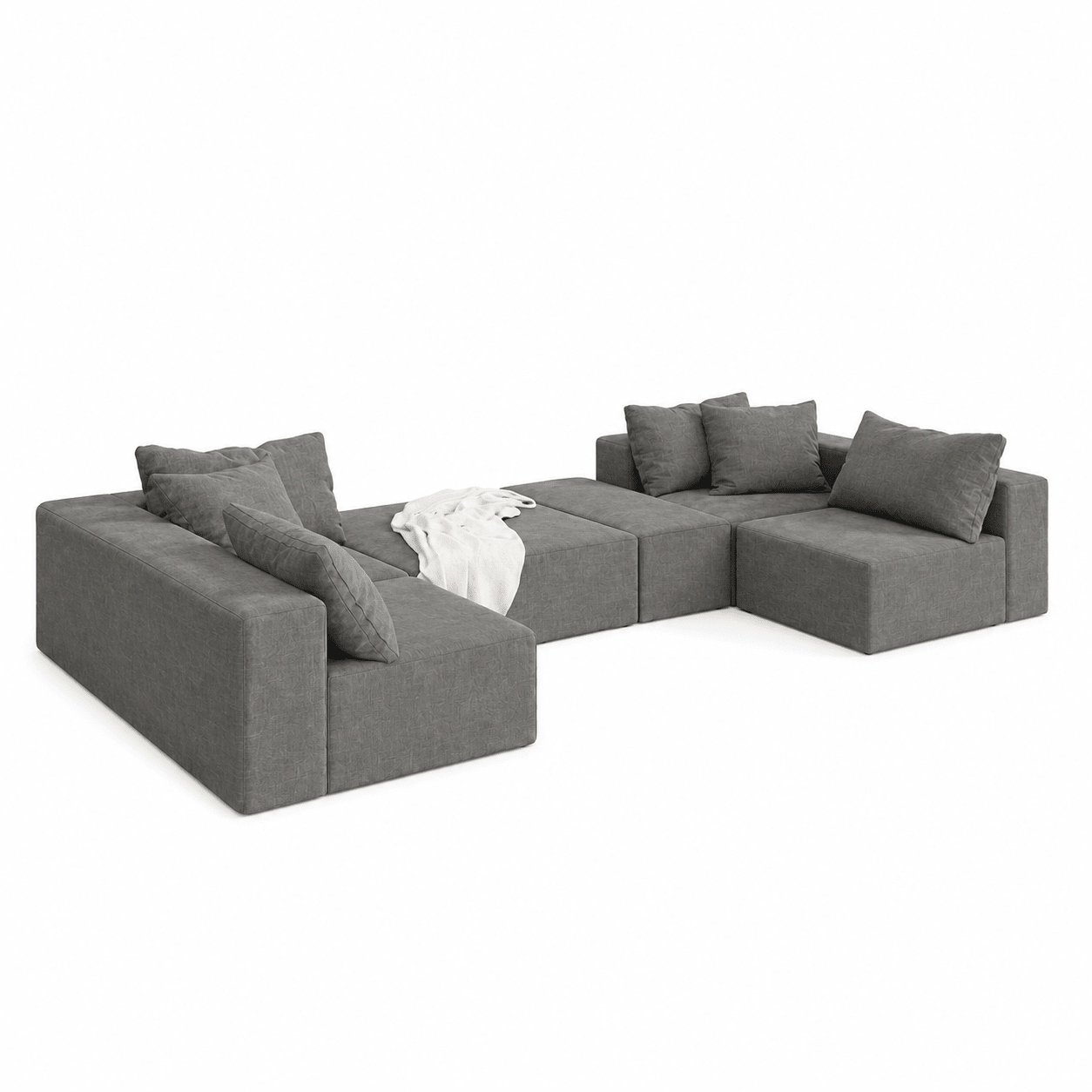Mega Sofa | 132" Modular L-Shape Chenille Sectional with 6 Pillows - Boneless Sectional Sofa | Boneless Labs