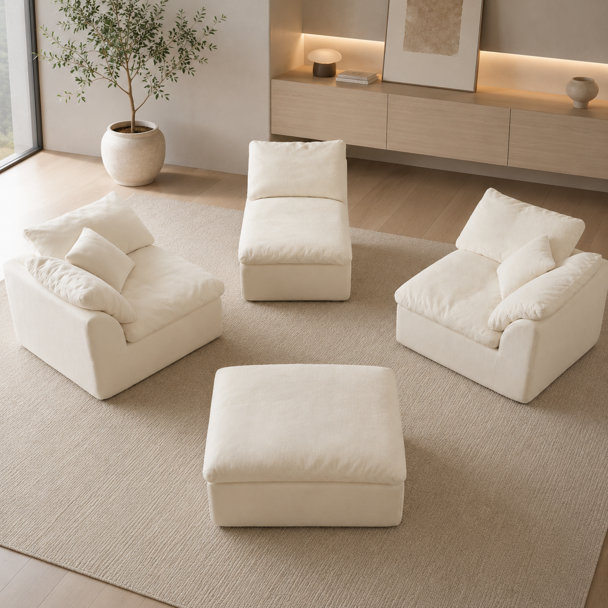 Flex Sofa | 109" Chenille Deep Seat Sectional With Ottoman