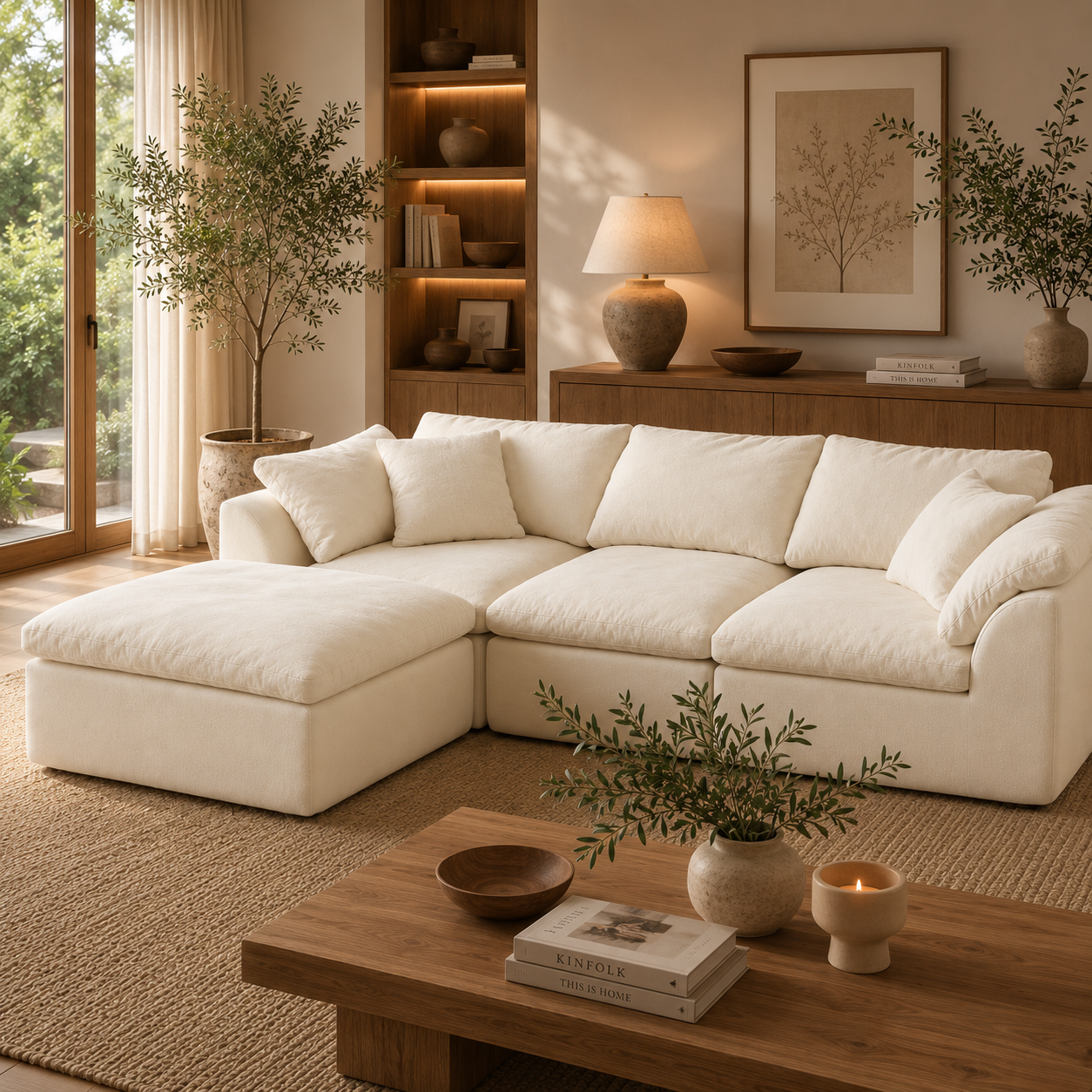 Flex Sofa | 109" Chenille Deep Seat Sectional With Ottoman