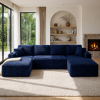 Cloud Sofa | 125" Modular U-Shape Boneless Cloud Couch with Double Chaise