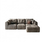 Flex Sofa | 110" L-Shape Boneless Chenille Sectional with Convertible Ottoman