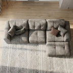 Flex Sofa | 110" L-Shape Boneless Chenille Sectional with Convertible Ottoman