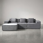 Flex Sofa | 112" Convertible L-Shape Boneless Corduroy Box Sofa with Ottoman