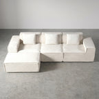 Flex Sofa | 112" Convertible L-Shape Boneless Corduroy Box Sofa with Ottoman