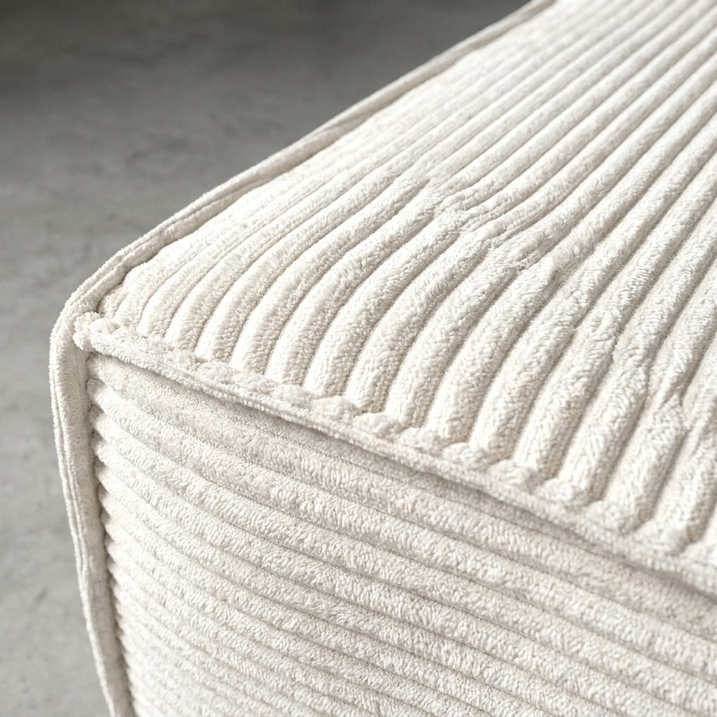 Flex Sofa | 112" Convertible L-Shape Boneless Corduroy Box Sofa with Ottoman