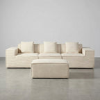 Flex Sofa | 112" Convertible L-Shape Boneless Corduroy Box Sofa with Ottoman