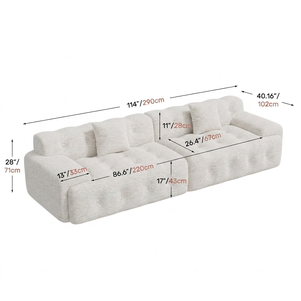 Cloud Sofa | 114" Oversized 3-Seater Boneless Chenille Sectional