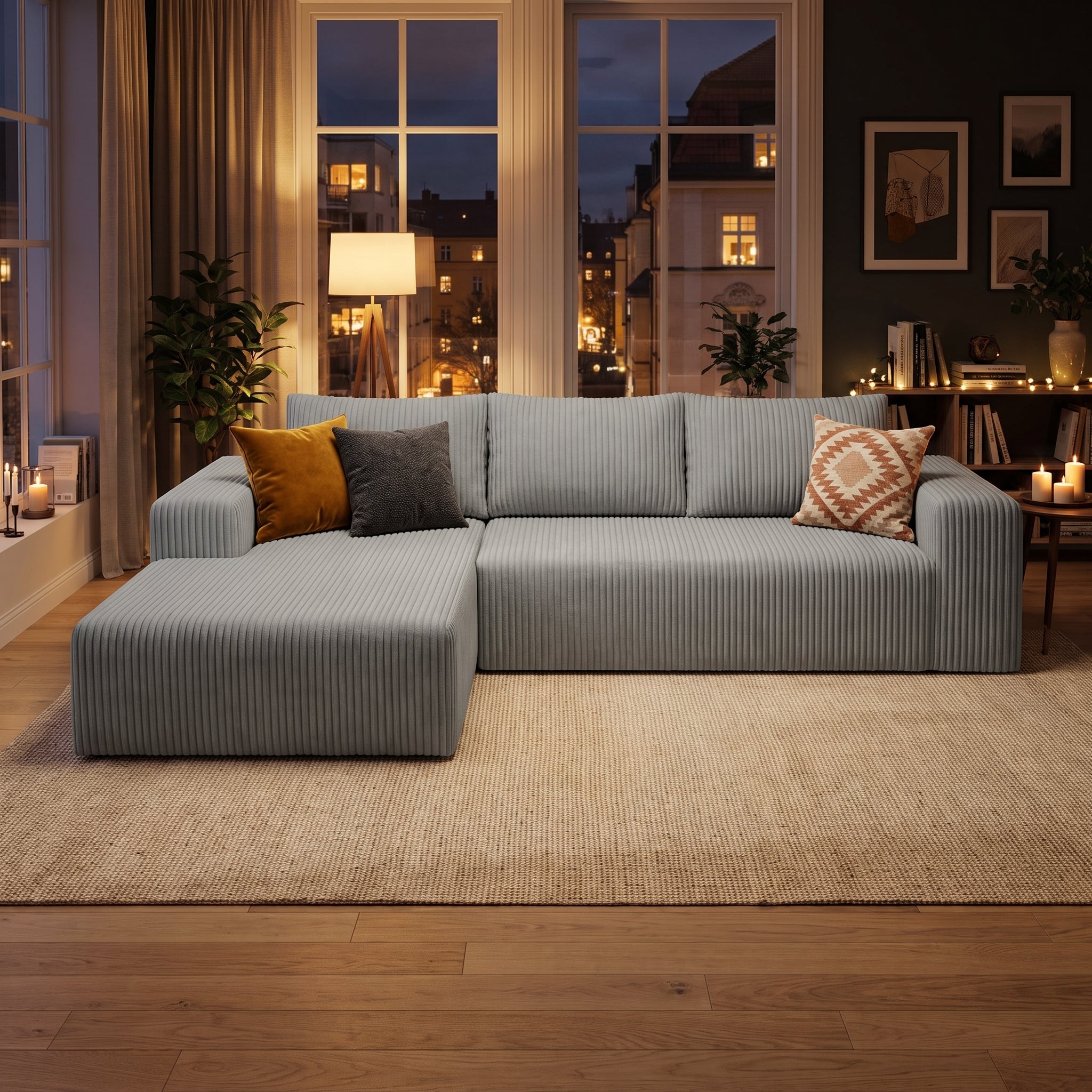 Cloud Sofa | 96" Modular L-Shape Corduroy Sectional with Chaise - Boneless Sectional Sofa | Boneless Labs