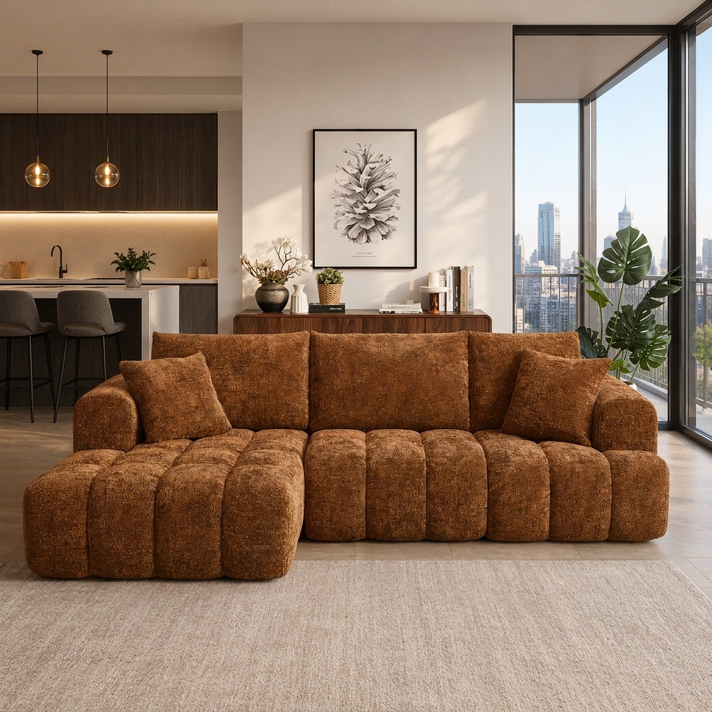 Cloud Sofa | 108" Marshmallow Modular L-Shape Chenille Sectional with Deep Seat