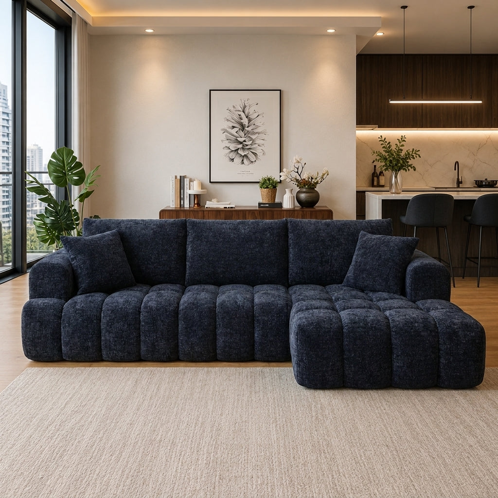 Cloud Sofa | 108" Marshmallow Modular L-Shape Chenille Sectional with Deep Seat