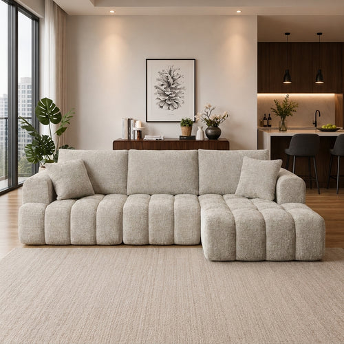 Cloud Sofa | 108" Marshmallow Modular L-Shape Chenille Sectional with Deep Seat
