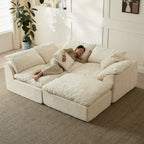 Flex Sofa | 109" Chenille Deep Seat Sectional With Ottoman