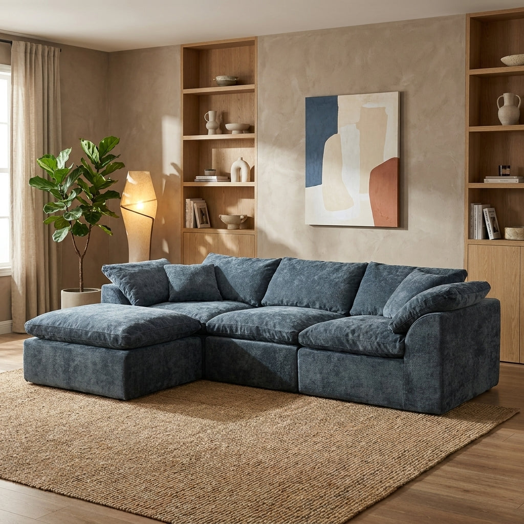 Flex Sofa | 109" Chenille Deep Seat Sectional With Ottoman