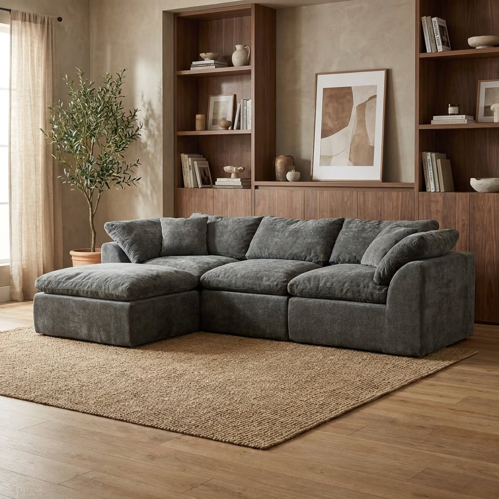 Flex Sofa | 109" Chenille Deep Seat Sectional With Ottoman
