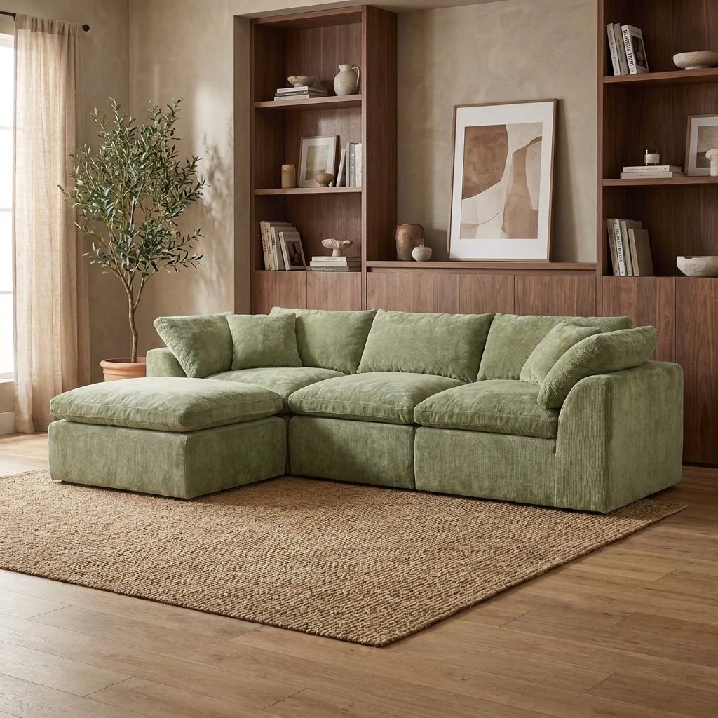 Flex Sofa | 109" Chenille Deep Seat Sectional With Ottoman