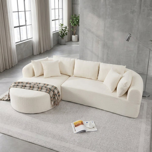 Cloud Sofa | 109" L-Shape Boneless Chenille Sectional with 7 Pillows