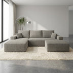 Flex Sofa | 96" U-Shape Boneless Corduroy Sectional with Ottoman