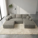 Flex Sofa | 96" U-Shape Boneless Corduroy Sectional with Ottoman