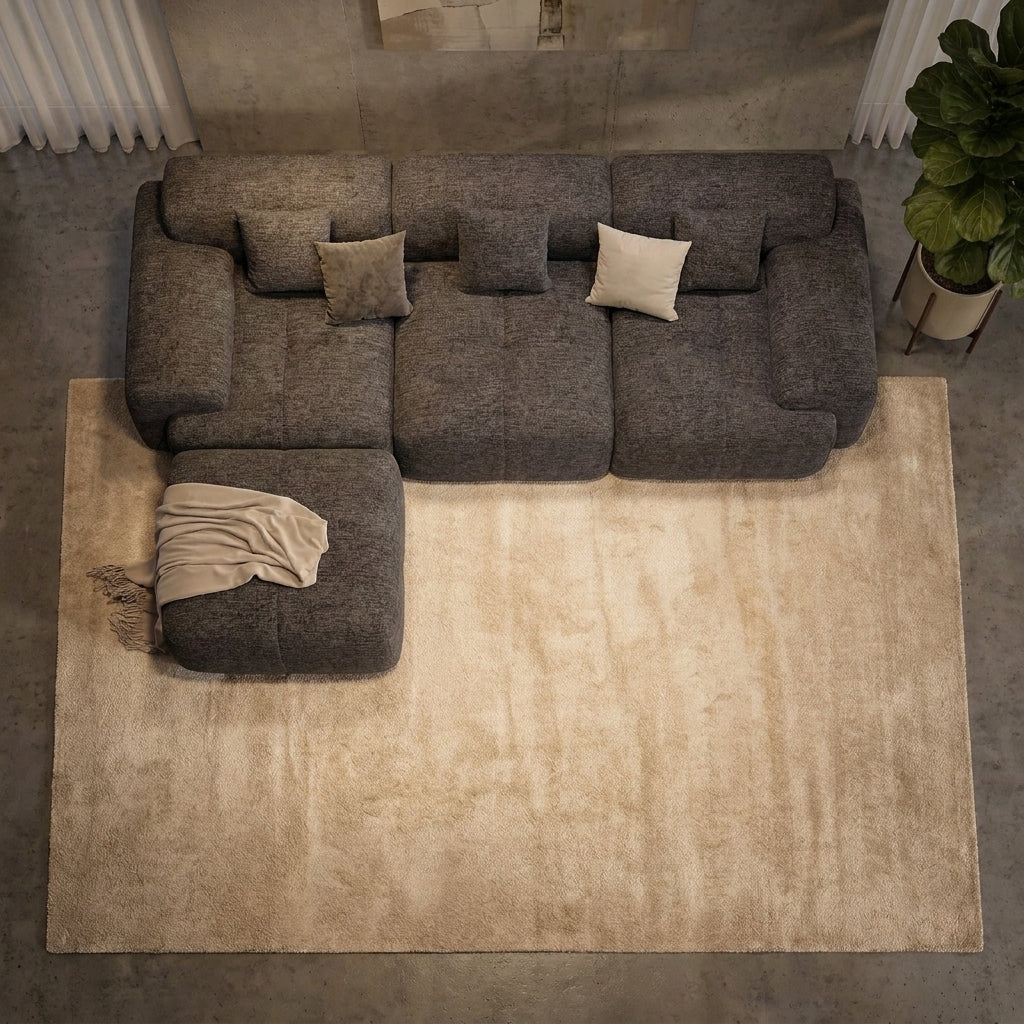 Flex Sofa | 122" Modular L-Shape Boneless Chenille Sectional with Ottoman