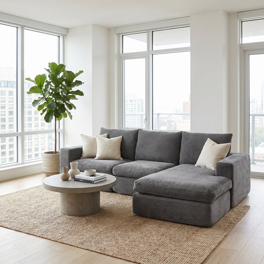 (1) B1 Cloud Sofa | 99" L-Shape Corduroy Sectional