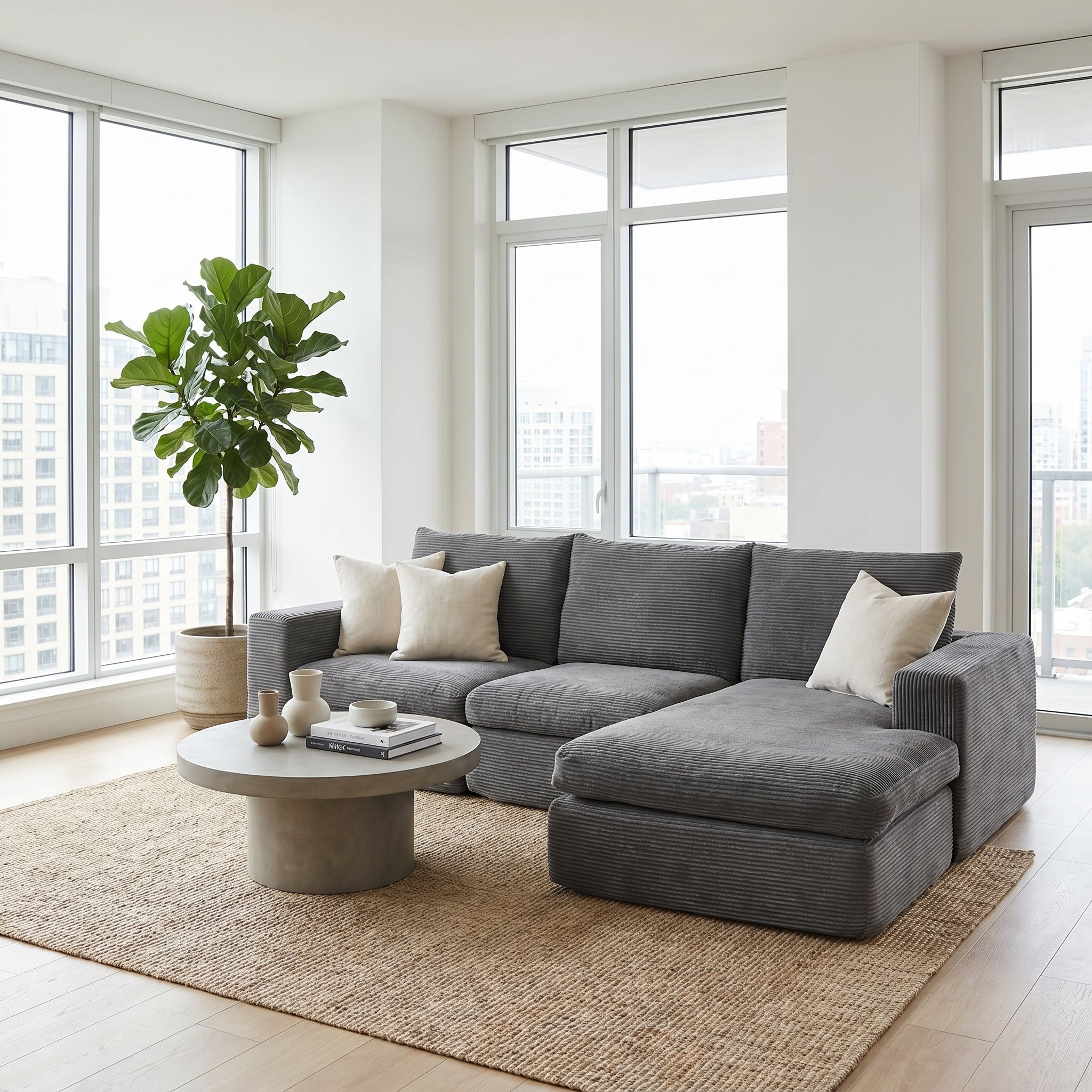 (1) B1 Cloud Sofa | 99" L-Shape Corduroy Sectional