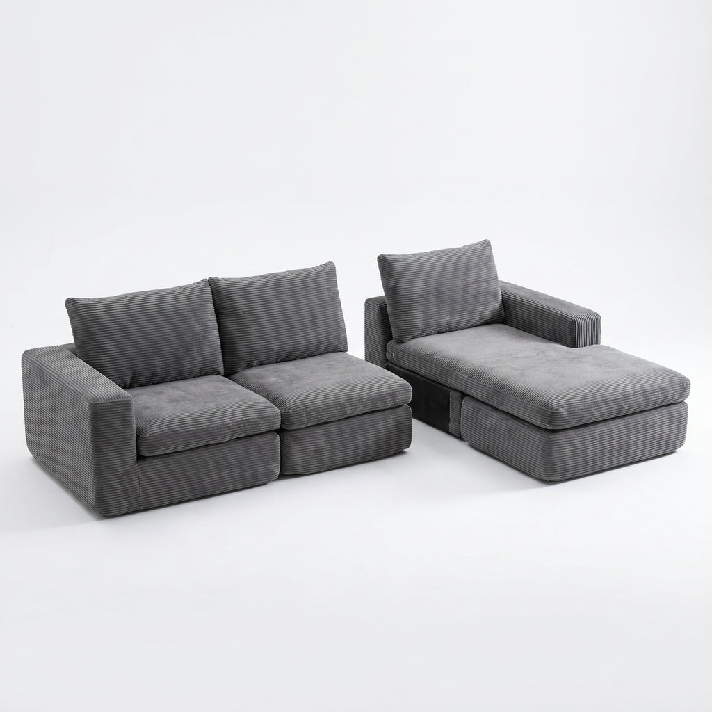 (1) B1 Cloud Sofa | 99" L-Shape Corduroy Sectional