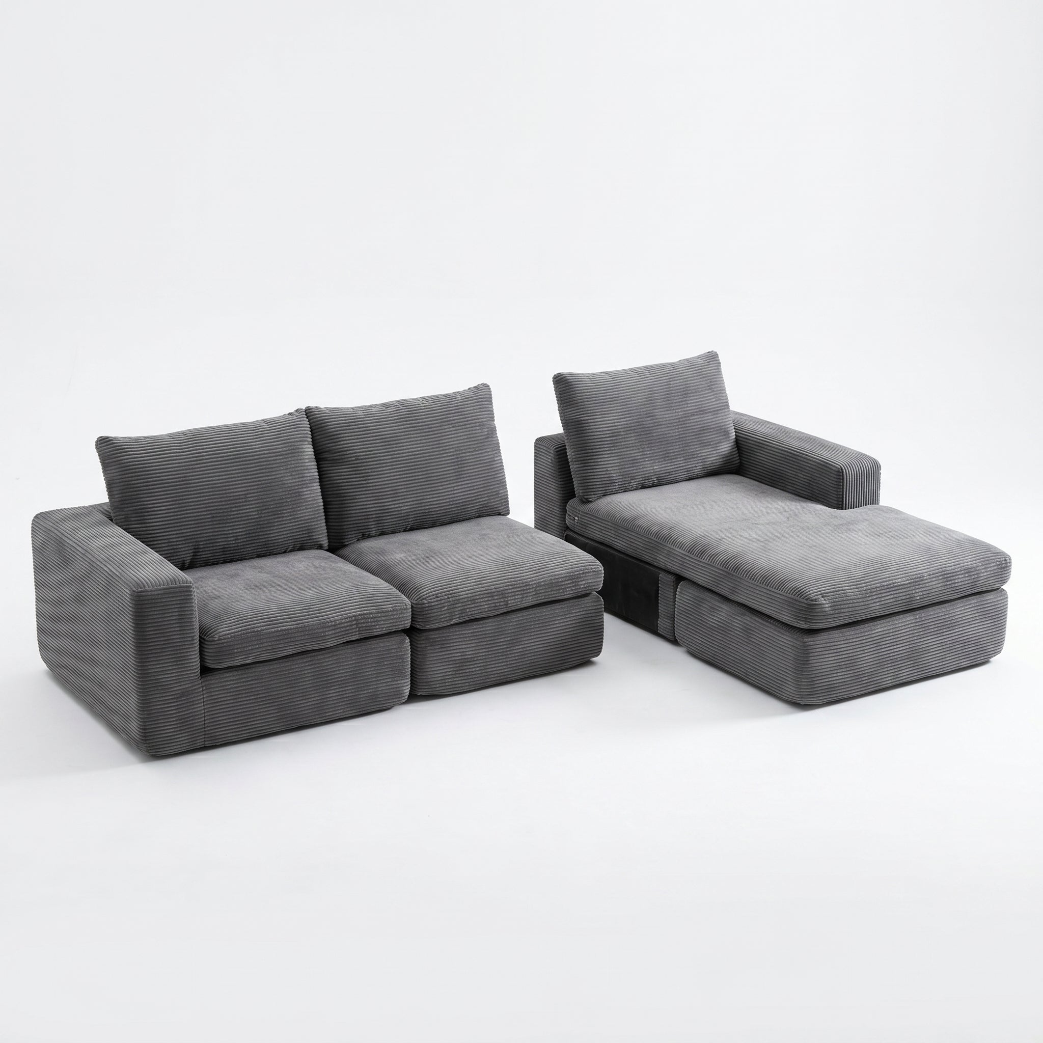 (1) B1 Cloud Sofa | 99" L-Shape Corduroy Sectional