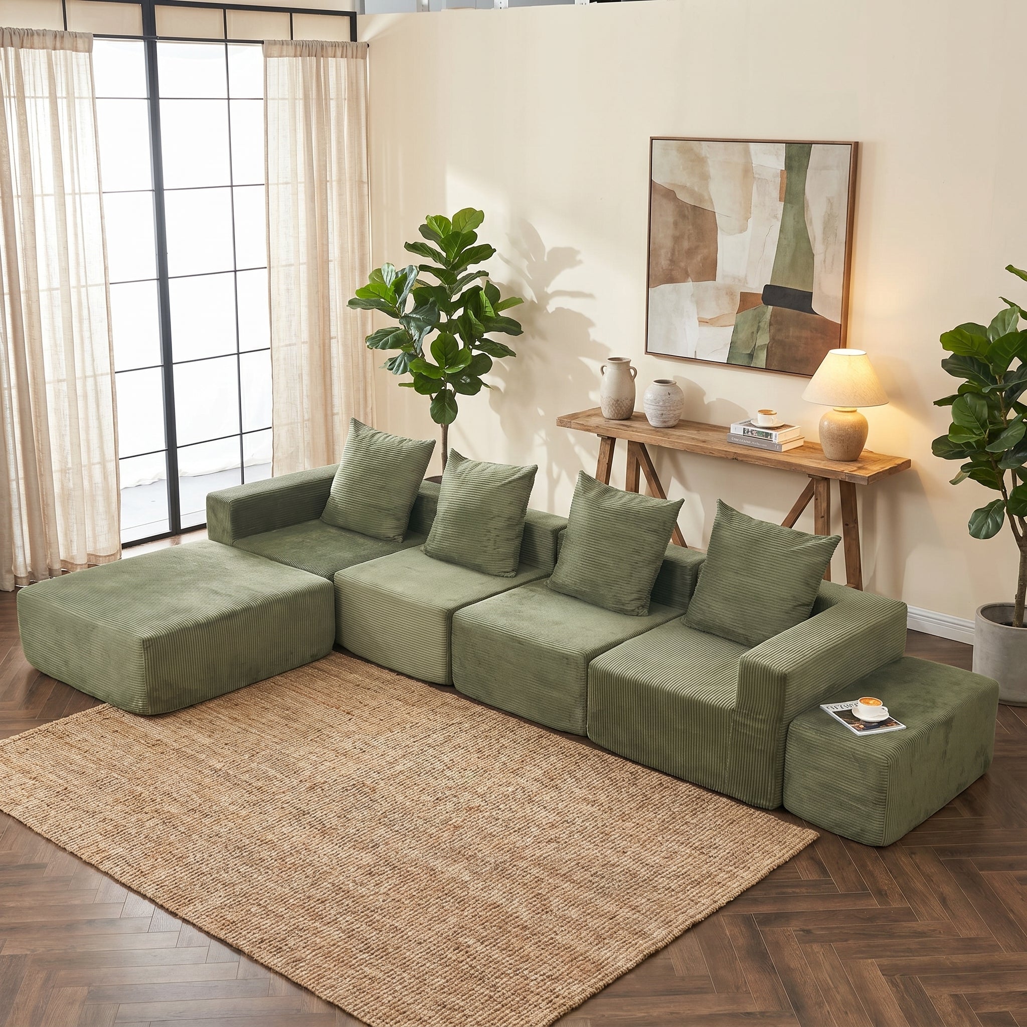 Flex Sofa | 4-Seat Modular Sectional With Chaise + Ottoman