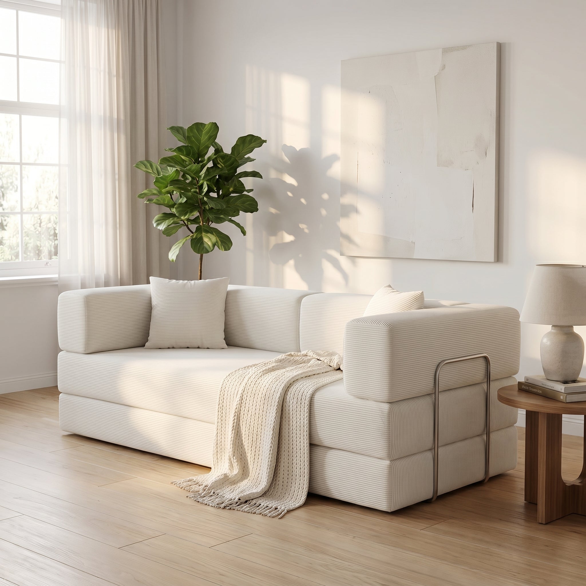 Sleeper Sofa | 79" 4-in-1 Convertible Boneless Sofa Bed