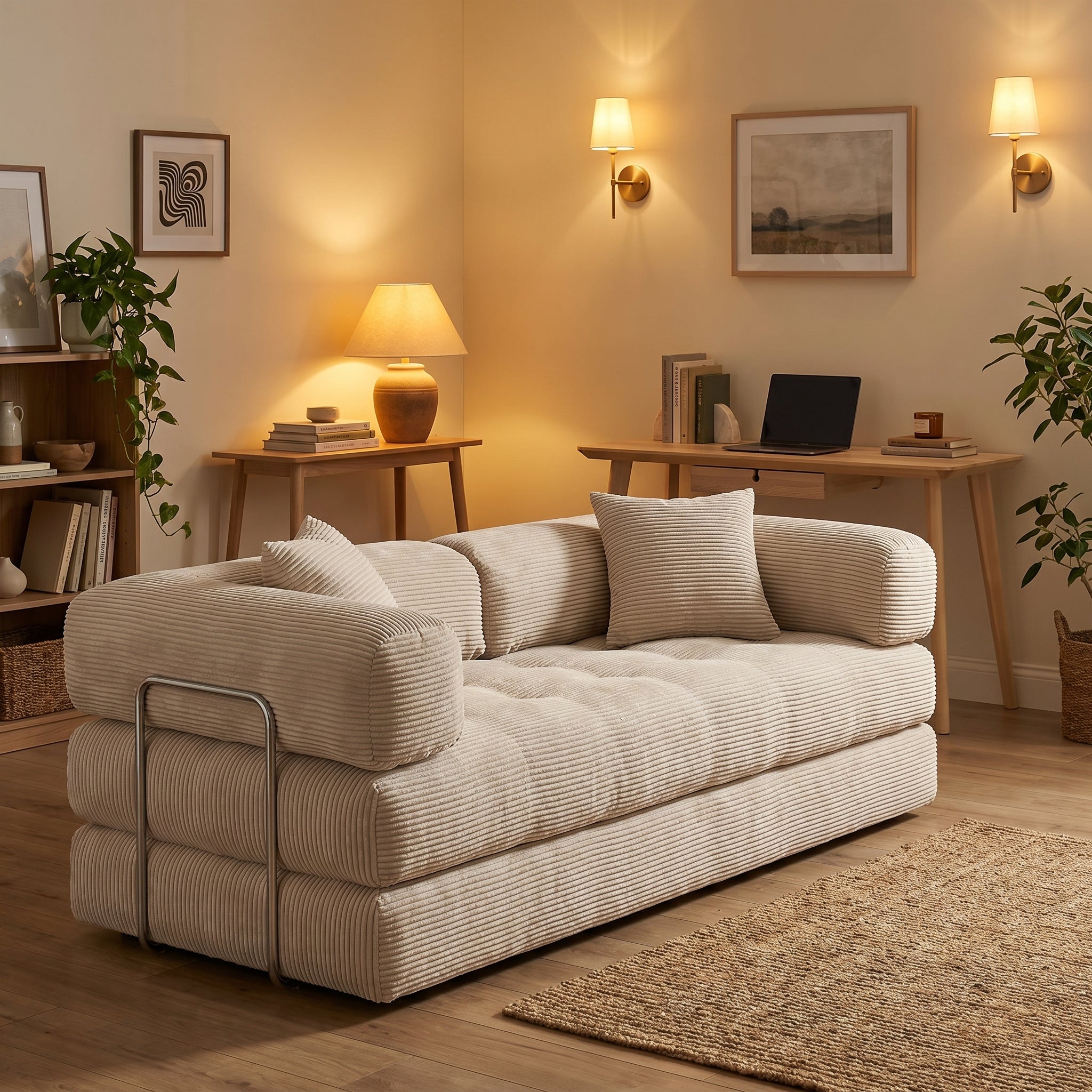 Sleeper Sofa | 79" 4-in-1 Convertible Boneless Sofa Bed