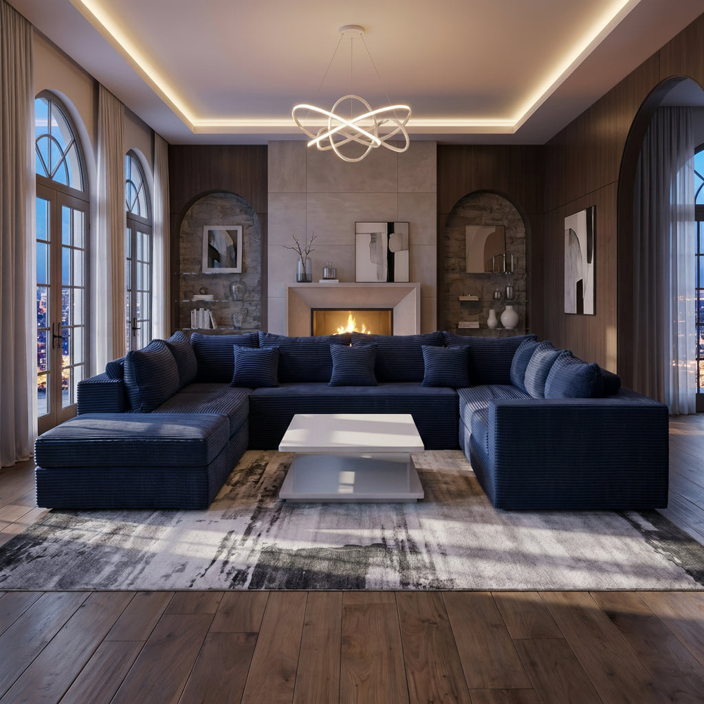 Mega Sofa | 135" 8-Seat Modular Sectional With Ottoman