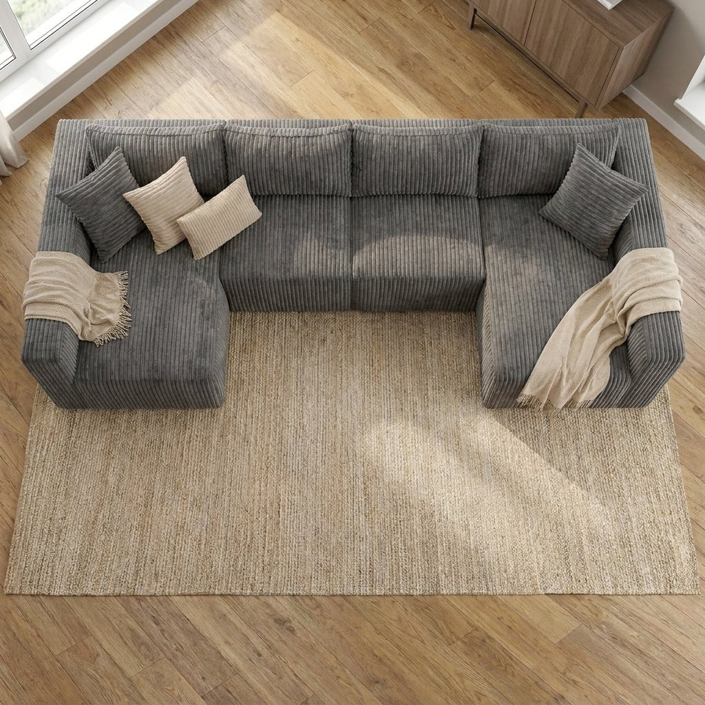 Mega Sofa | 128" Modular U-Shape Boneless Cloud Couch with Double Chaise - Boneless Sectional Sofa | Boneless Labs