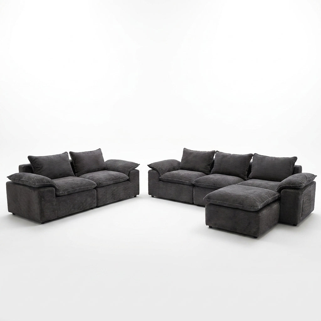 Flex Sofa | 2-Piece Convertible Boneless Corduroy Sectional Set 104" + 76" - Boneless Sectional Sofa | Boneless Labs