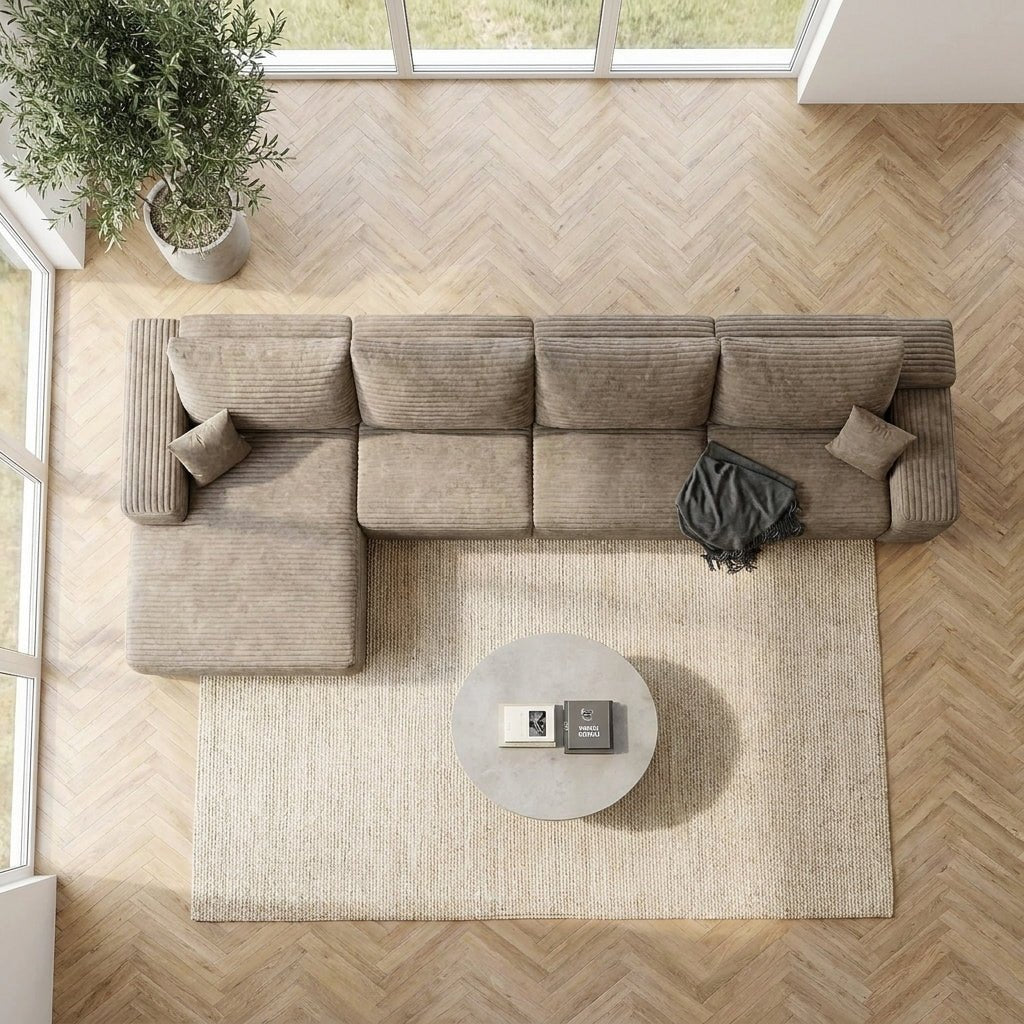 Mega Sofa | 135" Modular Corduroy Sectional with L-Shape Chaise - Boneless Sectional Sofa | Boneless Labs
